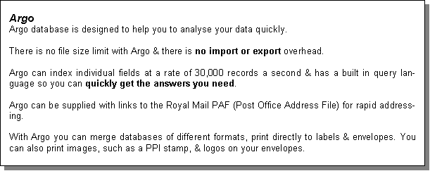 Argo Database